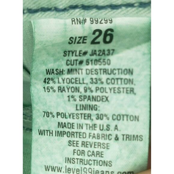Level 99  Mid rise Lily Crop Rollup Jean Mint New - Picture 7 of 11